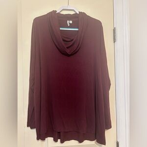 Women’s plus maroon cowl neck long tunic